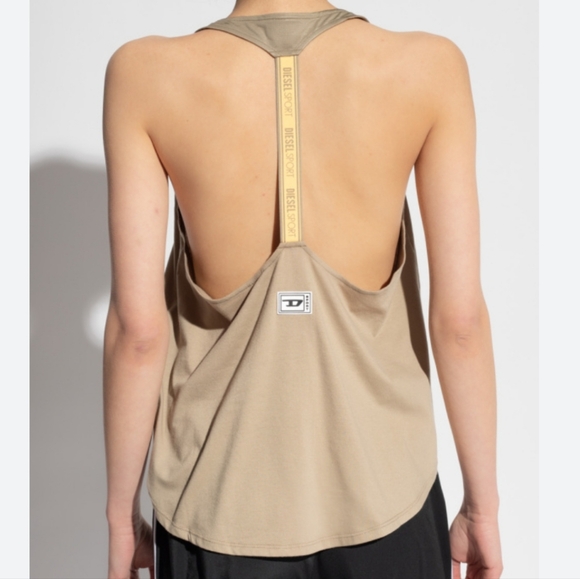 Diesel SPORT Women's Sleeveless Racer tank top in sage M - Picture 1 of 6
